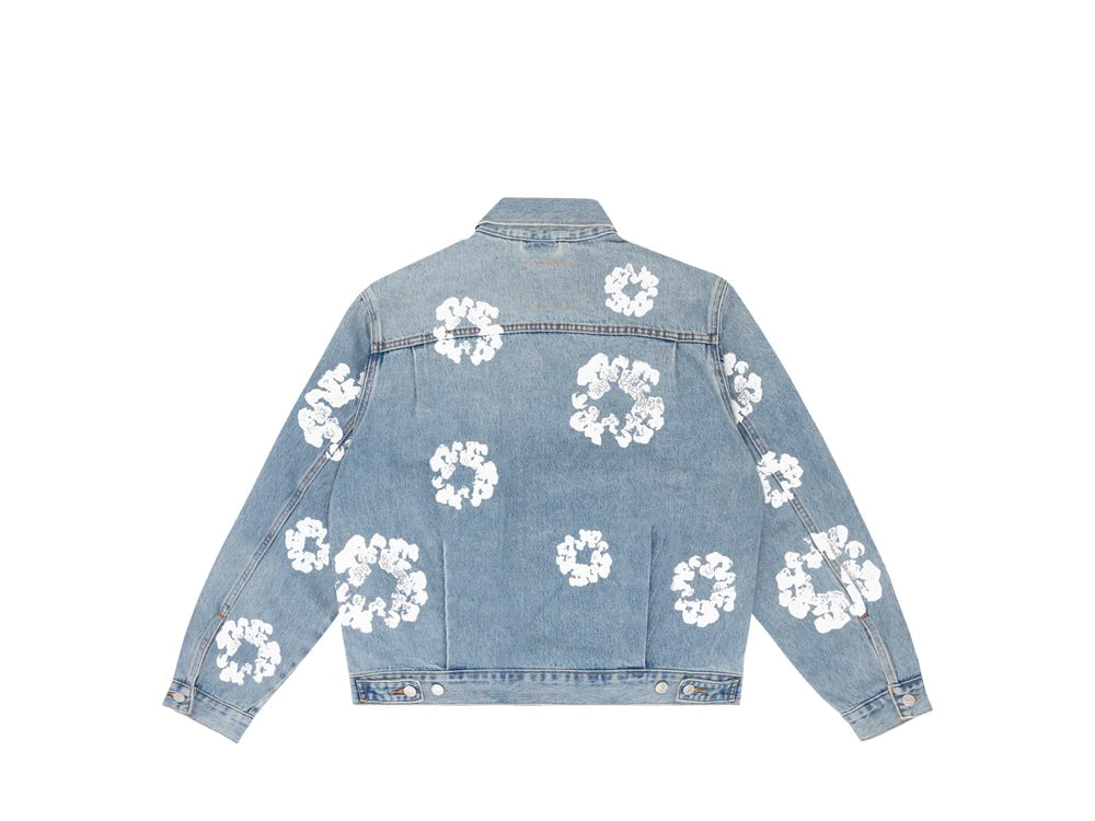Denim Tears Type-2 All Over Wreath Trucker Jacket Light Wash